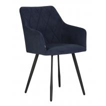  Стул обеденный DOBRIN ROBY, ЭМАЛЬ ЧЕРНЫЙ МУАР велюр Catania Dark Blue, фото 1 