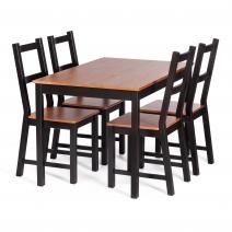  Обеденный комплект Соната (стол + 4 стула) / Sonata dining set массив сосны, стол: 120х75х73см  стул :41х50х95см, антик/чёрный, фото 4 