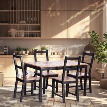  Обеденный комплект Соната (стол + 4 стула) / Sonata dining set массив сосны, стол: 120х75х73см  стул :41х50х95см, антик/чёрный, фото 7 