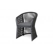  "Романо" стул плетеный из роупа, каркас алюминий темно-серый (RAL7024) муар, роуп темно-серый круглый, ткань темно-серая 027, фото 1 