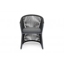  "Романо" стул плетеный из роупа, каркас алюминий темно-серый (RAL7024) муар, роуп темно-серый круглый, ткань темно-серая 027, фото 2 