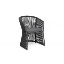  "Романо" стул плетеный из роупа, каркас алюминий темно-серый (RAL7024) муар, роуп темно-серый круглый, ткань темно-серая 027, фото 3 