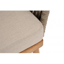  "Мальорка" диван 3-местный плетеный из роупа, основание дуб, роуп серо-коричневый 23мм, ткань бежевая 15052, фото 5 