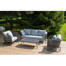  "Багамы" лаунж-зона 5-местная плетеная из роупа (веревки), каркас алюминиевый темно-серый, роуп серый, фото 1 