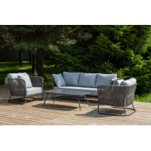  "Багамы" лаунж-зона 5-местная плетеная из роупа (веревки), каркас алюминиевый темно-серый, роуп серый, фото 3 