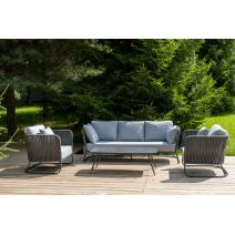  "Багамы" лаунж-зона 5-местная плетеная из роупа (веревки), каркас алюминиевый темно-серый, роуп серый, фото 5 