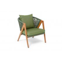  "Амстердам" кресло плетеное из роупа, каркас алюминий, роуп зеленый круглый, ткань зеленая, фото 3 