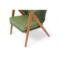  "Амстердам" кресло плетеное из роупа, каркас алюминий, роуп зеленый круглый, ткань зеленая, фото 4 