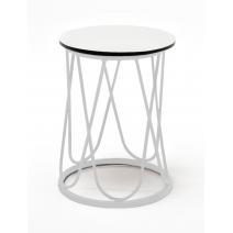  "Перу" журнальный стол из HPL круглый Ø40 H55, каркас из стали серый (RAL 7024), цвет столешницы "дуб", фото 1 