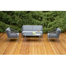  "Канны" лаунж-зона 4-местная из роупа со столиком "Диего" цвета "серый гранит", роуп темно-серый круглый, ткань темно-серая, фото 3 