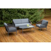  "Канны" лаунж-зона 4-местная из роупа со столиком "Диего" цвета "серый гранит", роуп темно-серый круглый, ткань темно-серая, фото 4 