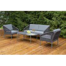  "Канны" лаунж-зона 4-местная из роупа со столиком "Диего" цвета "серый гранит", роуп темно-серый круглый, ткань темно-серая, фото 5 