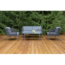  "Канны" лаунж-зона 4-местная из роупа со столиком "Диего" цвета "серый гранит", роуп темно-серый круглый, ткань темно-серая, фото 6 