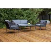  "Канны" лаунж-зона 4-местная из роупа со столиком "Диего" цвета "серый гранит", роуп темно-серый круглый, ткань темно-серая, фото 7 