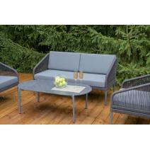  "Канны" лаунж-зона 4-местная из роупа со столиком "Диего" цвета "серый гранит", роуп темно-серый круглый, ткань темно-серая, фото 8 