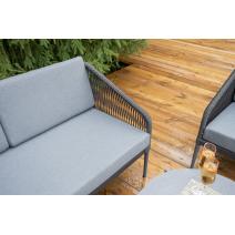  "Канны" лаунж-зона 4-местная из роупа со столиком "Диего" цвета "серый гранит", роуп темно-серый круглый, ткань темно-серая, фото 9 