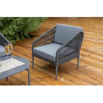  "Канны" лаунж-зона 4-местная из роупа со столиком "Диего" цвета "серый гранит", роуп темно-серый круглый, ткань темно-серая, фото 10 