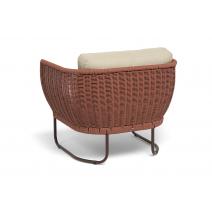  "Фиджи" кресло плетеное из роупа, каркас алюминий коричневый (RAL8016) муар, роуп красный (8372) круглый tex, ткань Mossle бежевая, фото 5 