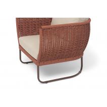  "Фиджи" кресло плетеное из роупа, каркас алюминий коричневый (RAL8016) муар, роуп красный (8372) круглый tex, ткань Mossle бежевая, фото 6 