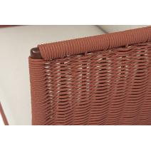  "Фиджи" кресло плетеное из роупа, каркас алюминий коричневый (RAL8016) муар, роуп красный (8372) круглый tex, ткань Mossle бежевая, фото 7 