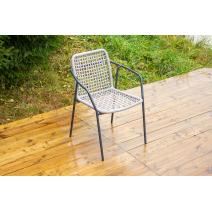  "Тунис" стул плетеный из роупа, каркас алюминий темно-серый (RAL7024), роуп светло-серый, фото 3 