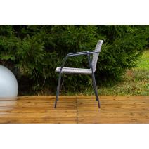  "Тунис" стул плетеный из роупа, каркас алюминий темно-серый (RAL7024), роуп светло-серый, фото 4 