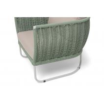  "Фиджи" кресло плетеное из роупа, каркас алюминий светло-серый (RAL7035) муар, роуп зеленый (4204) круглый tex, ткань Mossle бежевая, фото 6 