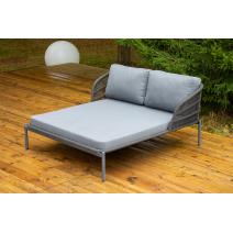  "Позитано" лежак плетеный из роупа, каркас алюминий темно-серый (RAL7024) муар, роуп темно-серый круглый, ткань темно-серая 027, фото 1 