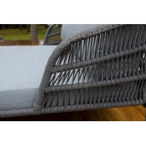  "Позитано" лежак плетеный из роупа, каркас алюминий темно-серый (RAL7024) муар, роуп темно-серый круглый, ткань темно-серая 027, фото 7 