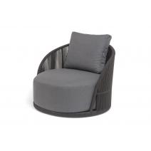  "Монтелла" кресло плетеное из роупа, каркас алюминий темно-серый (RAL7024) муар, роуп темно-серый круглый, ткань темно-серая 027, фото 1 