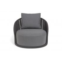  "Монтелла" кресло плетеное из роупа, каркас алюминий темно-серый (RAL7024) муар, роуп темно-серый круглый, ткань темно-серая 027, фото 3 