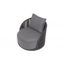  "Монтелла" кресло плетеное из роупа, каркас алюминий темно-серый (RAL7024) муар, роуп темно-серый круглый, ткань темно-серая 027, фото 4 