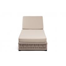  "Ривьера" шезлонг плетеный из роупа, каркас алюминий белый муар, роуп бежевый круглый, ткань бежевая 052, фото 2 