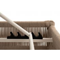  "Ривьера" шезлонг плетеный из роупа, каркас алюминий белый муар, роуп бежевый круглый, ткань бежевая 052, фото 6 