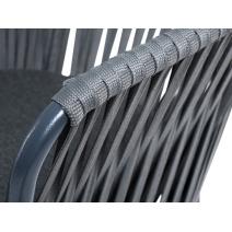  "Бордо" стул барный плетеный из роупа, каркас из стали темно-серый (RAL7024) муар, роуп серый 15мм, ткань темно-серая 027, фото 5 