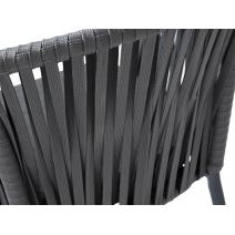  "Бордо" стул барный плетеный из роупа, каркас из стали темно-серый (RAL7024) муар, роуп серый 15мм, ткань темно-серая 027, фото 6 