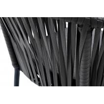  "Бордо" стул барный плетеный из роупа, каркас из стали темно-серый (RAL7024) муар, роуп серый 15мм, ткань темно-серая 027, фото 7 