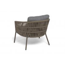  "Комо" кресло плетеное из роупа, каркас алюминий бежево-серый (RAL7006) муар, роуп серо-коричневый 23мм, ткань темно-серая 027, фото 5 