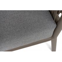  "Комо" кресло плетеное из роупа, каркас алюминий бежево-серый (RAL7006) муар, роуп серо-коричневый 23мм, ткань темно-серая 027, фото 8 