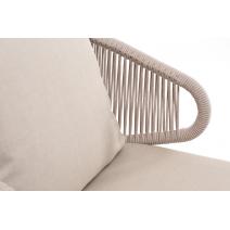  "Милан" кресло плетеное из роупа, каркас алюминий белый муар, роуп бежевый круглый, ткань бежевая 15052, фото 5 