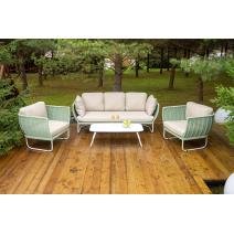  "Фиджи" лаунж-зона 5-местная плетеная из роупа (веревки), каркас алюминиевый светло-серый, роуп зеленый (4204), фото 1 