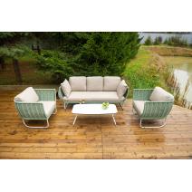  "Фиджи" лаунж-зона 5-местная плетеная из роупа (веревки), каркас алюминиевый светло-серый, роуп зеленый (4204), фото 6 