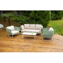  "Фиджи" лаунж-зона 5-местная плетеная из роупа (веревки), каркас алюминиевый светло-серый, роуп зеленый (4204), фото 12 