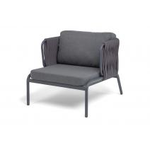  "Ронда" кресло плетеное из роупа, каркас алюминий темно-серый (RAL7024) муар, роуп серый 40 мм tex, ткань темно-серая 027, фото 1 