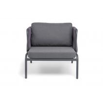  "Ронда" кресло плетеное из роупа, каркас алюминий темно-серый (RAL7024) муар, роуп серый 40 мм tex, ткань темно-серая 027, фото 3 