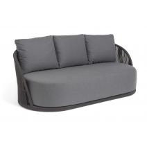  "Монтелла" диван 3-местный плетеный из роупа, каркас алюминий темно-серый (RAL7024) муар, роуп темно-серый круглый, ткань темно-серая 027, фото 2 