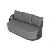  "Монтелла" диван 3-местный плетеный из роупа, каркас алюминий темно-серый (RAL7024) муар, роуп темно-серый круглый, ткань темно-серая 027, фото 4 