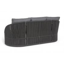  "Монтелла" диван 3-местный плетеный из роупа, каркас алюминий темно-серый (RAL7024) муар, роуп темно-серый круглый, ткань темно-серая 027, фото 5 