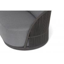  "Монтелла" диван 3-местный плетеный из роупа, каркас алюминий темно-серый (RAL7024) муар, роуп темно-серый круглый, ткань темно-серая 027, фото 7 