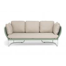  "Фиджи" диван 3-местный плетеный из роупа, каркас алюминий светло-серый (RAL7035) муар, роуп зеленый (4204) круглый tex, ткань Mossle бежевая, фото 3 